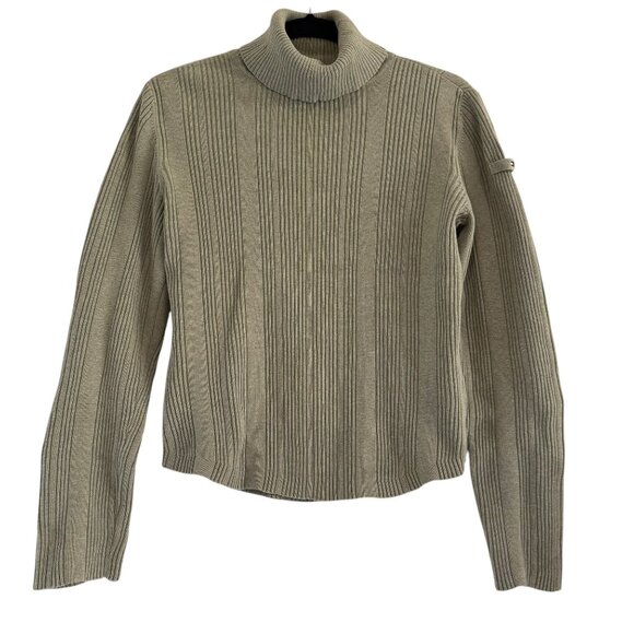 Tommy Hilfiger Sweaters - Tommy Hilfiger Sweater Women's Large Green Turtleneck Knit Long Sleeve Sweater